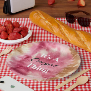 Plato De Papel Cita de crema marrón rosa