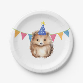 Plato De Papel Cita de cumpleaños del niño de Cute Hedgehog