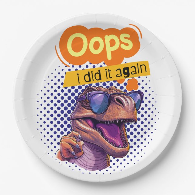 Plato De Papel cita de dinosaurios (Anverso)