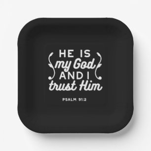 Plato De Papel Cita de fe cristiana: Confía en Dios Salmo 91:2