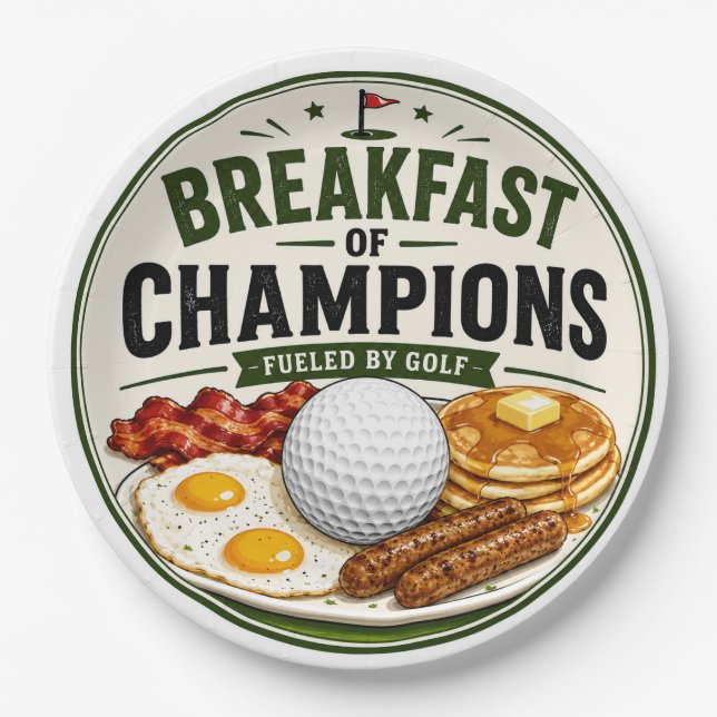 Plato De Papel Cita de golf para desayuno de golf (Anverso)