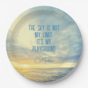 Plato De Papel Cita de Sky de nombre personalizado