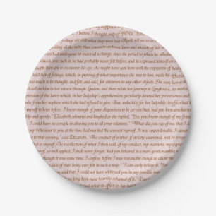 Plato De Papel Cita del orgullo y del perjuicio