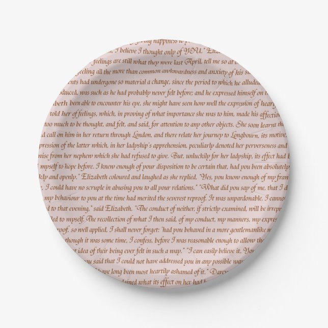 Plato De Papel Cita del orgullo y del perjuicio (Anverso)