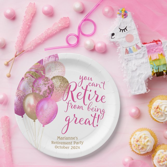 Plato De Papel Cita divertida de retiro rosa (Fiesta)
