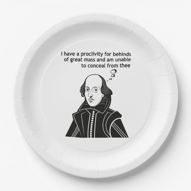 Plato De Papel Cita divertida de Shakespeare (Anverso)