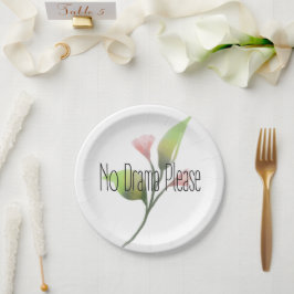 Plato De Papel Cita Divertida Sin Drama Por Favor Decoración Para