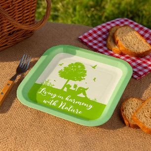 Plato De Papel Cita ecológica en armonía con la naturaleza