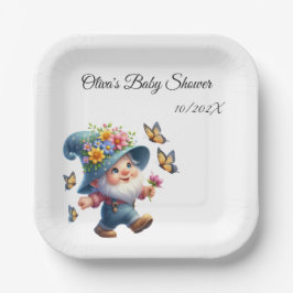 Plato De Papel Cita feliz con Baby Shower de mariposa