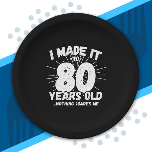 Plato De Papel Cita graciosa de cumpleaños 80 Sarcástica de 80 añ