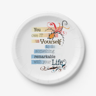 Plato De Papel Cita ilustrada Inspiradora LIFE destacable