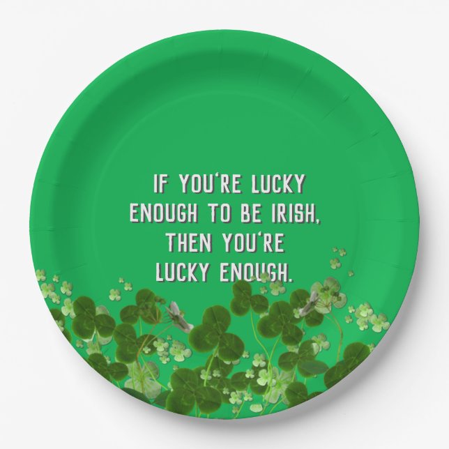 Plato De Papel Cita irlandesa con shamrock (Anverso)