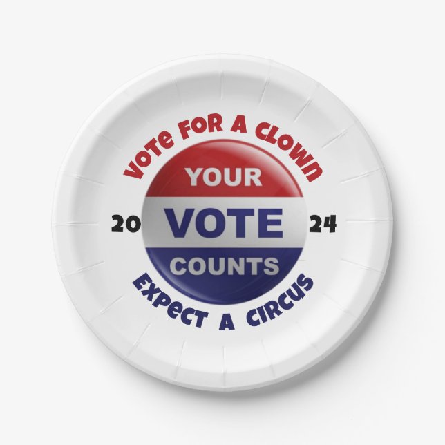 Plato De Papel Cita política divertida Placa roja de papel azul (Anverso)