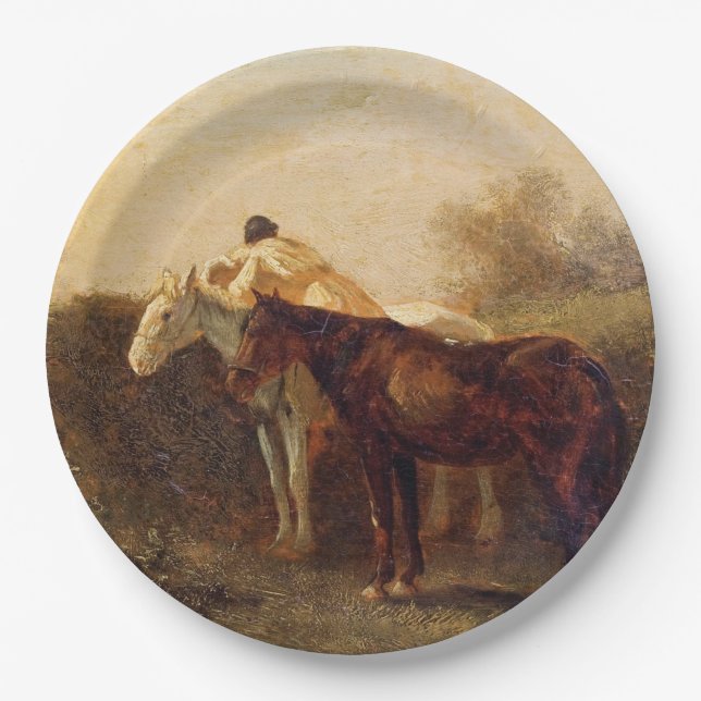 Plato De Papel Cita rural (Beso romántico a caballo) (Anverso)