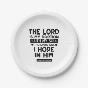 Plato De Papel Citas de Lamentaciones 3:24 El Señor es Mi Porción