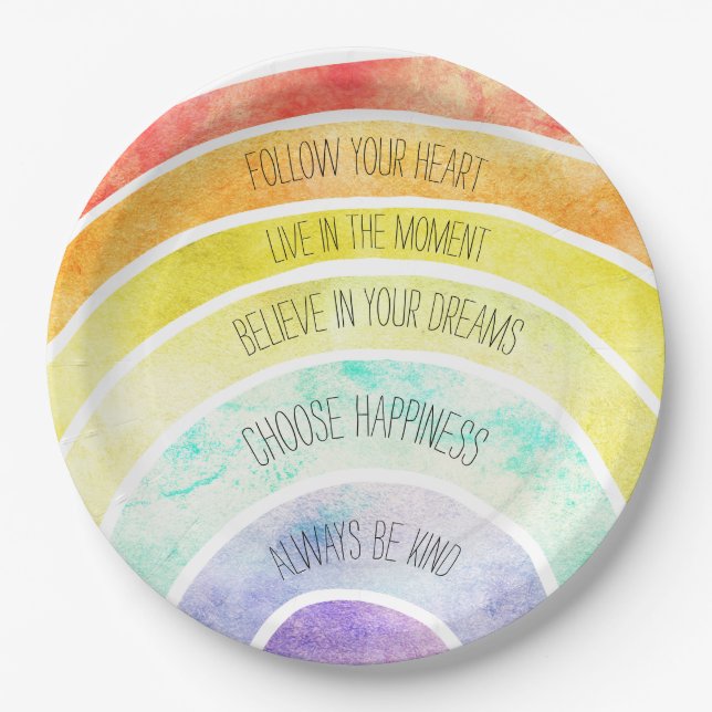 Plato De Papel Citas Inspiradoras personalizadas Rainbow (Anverso)