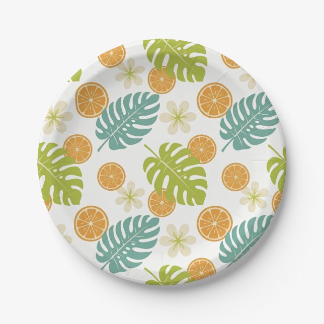 Plato De Papel Cítrico Tropical (Anverso)