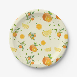 Plato De Papel Cítricos TROPICAL SUMMER FRUTA Naranja Lemon Slice