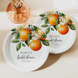 Plato De Papel Citrus Bridal Shower Placa de papel Naranja Clemen