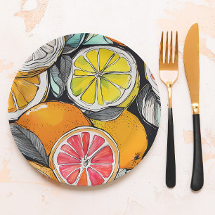 Plato De Papel Citrus colorido