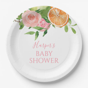 Plato De Papel Citrus Floral Baby Shower