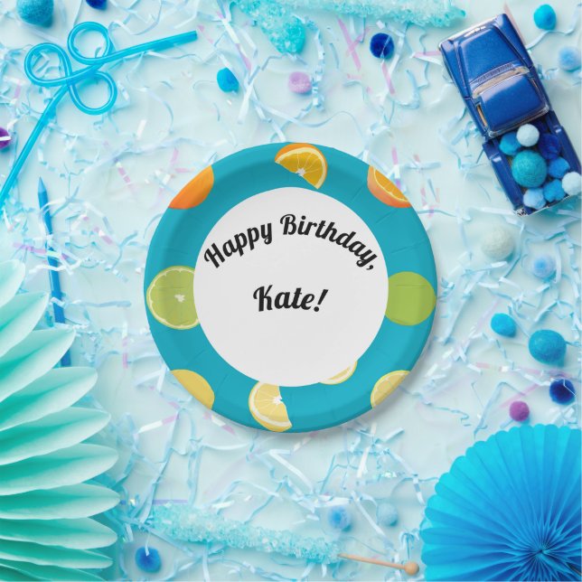 Plato De Papel Citrus Fruit Happy Birday (Fiesta)