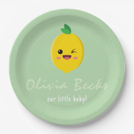 Plato De Papel Citrus Lemon Baby Shower