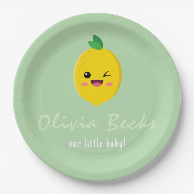 Plato De Papel Citrus Lemon Baby Shower (Anverso)