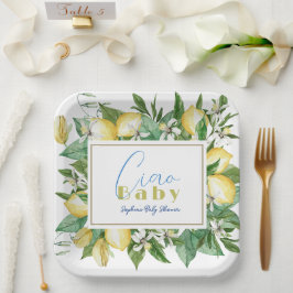 Plato De Papel Citrus Lemon Baby Shower