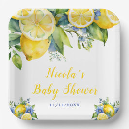 Plato De Papel Citrus Lemon Mediterranean Baby Shower
