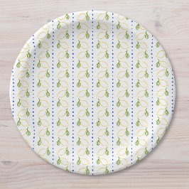 Plato De Papel Citrus limón azul y amarillo Amalfi Mediterráneo