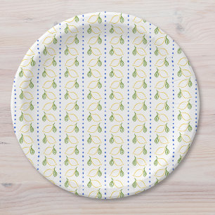 Plato De Papel Citrus limón azul y amarillo Amalfi Mediterráneo