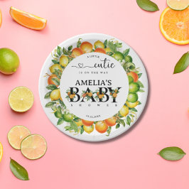 Plato De Papel Citrus Little Cutie Naranja Flor Verde