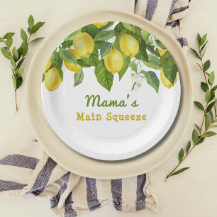 Plato De Papel Citrus Main Squeeze Sweetie Lemon Baby Shower