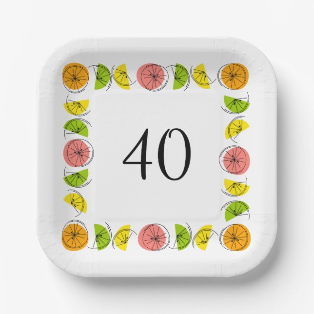 Plato De Papel Citrus Multi Square Age 40 (Anverso)
