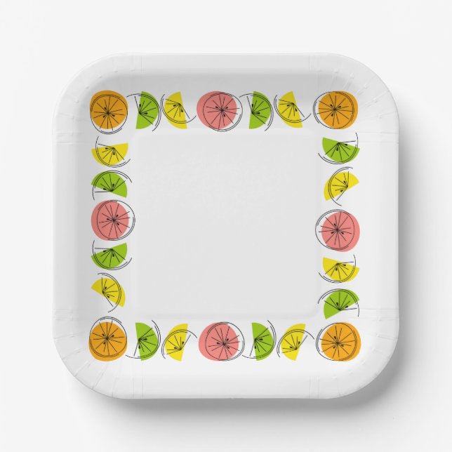 Plato De Papel Citrus multicuadrado (Anverso)