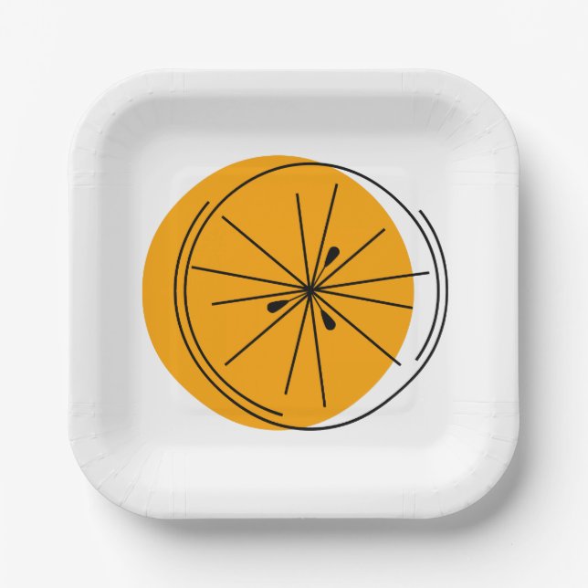 Plato De Papel Citrus Naranja (Anverso)