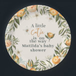 Plato De Papel Citrus, naranja   floración pequeño bebé shower li<br><div class="desc">Citrus,  naranja   decoración de fiesta de shower de bebé florido. Hermosas ilustraciones de follaje,  frutas y flores en acuarela. Parte de una colección.</div>