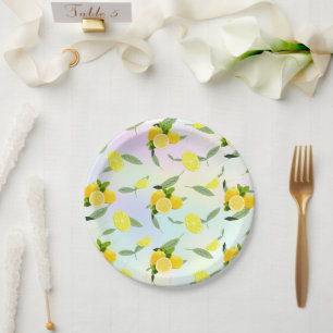 Plato De Papel Citrus tropical verano Naranja fresco limón Slice