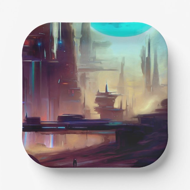 Plato De Papel Ciudad de SF en un planeta extraño 3 (Anverso)