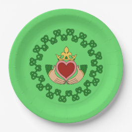 Plato De Papel Claddagh y Green Knotwork