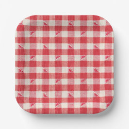 Plato De Papel Clambake Casual Seafood Fiesta Gingham Plaid