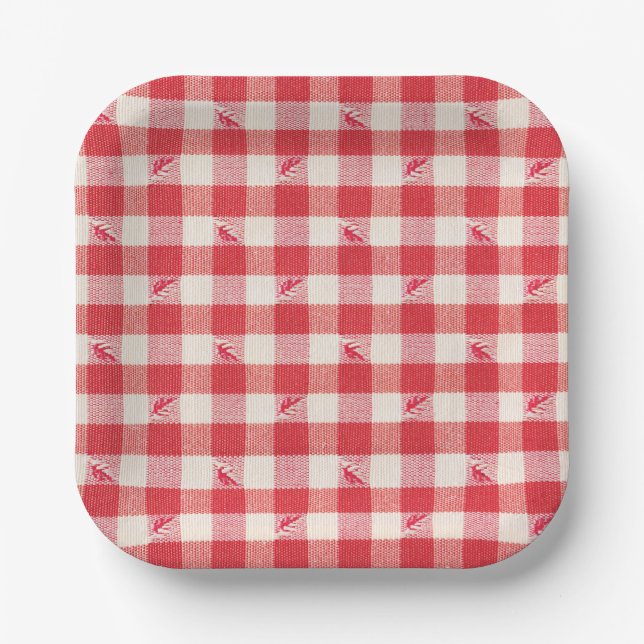 Plato De Papel Clambake Casual Seafood Fiesta Gingham Plaid (Anverso)