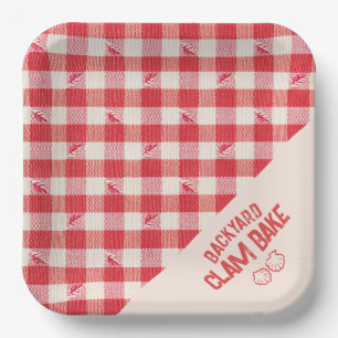 Plato De Papel Clambake Casual Seafood Fiesta Gingham Plaid