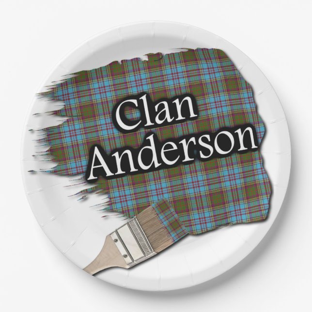 Plato De Papel Clan Anderson Scottish Tartan Paint Brush (Anverso)