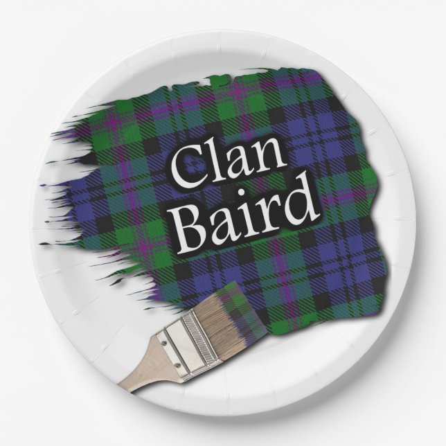 Plato De Papel Clan Baird Scottish Tartan Paint Brush (Anverso)