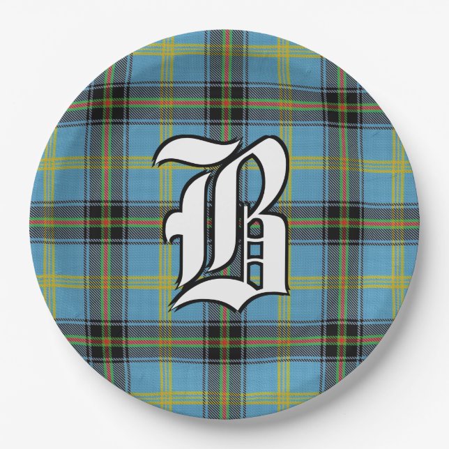 Plato De Papel Clan Bell Tartan Plaid (Anverso)