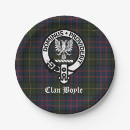 Plato De Papel Clan Boyle Escudo Badge y Tartán