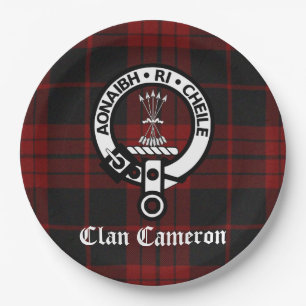 Plato De Papel Clan Cameron Escudo Badge y Tartán