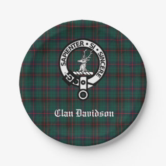 Plato De Papel Clan Davidson Escudo Badge y Tartán